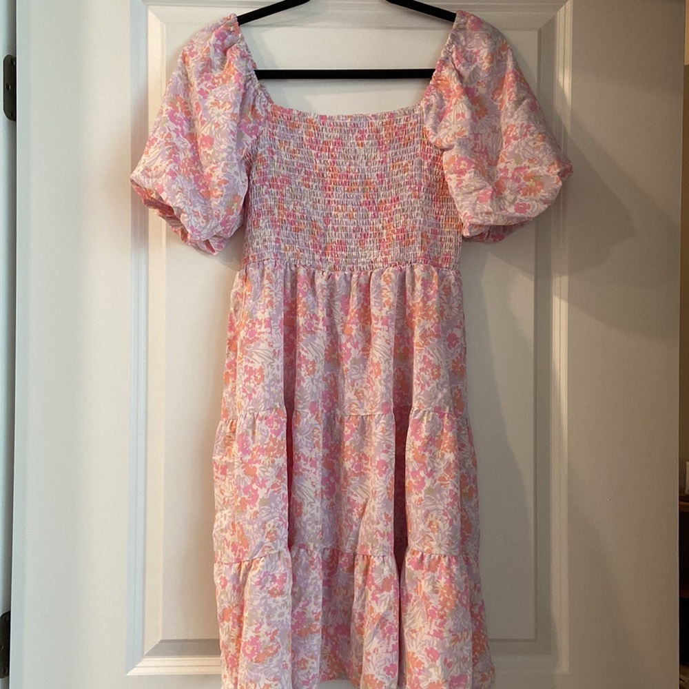 Pink Floral Short sleeve dress women’s